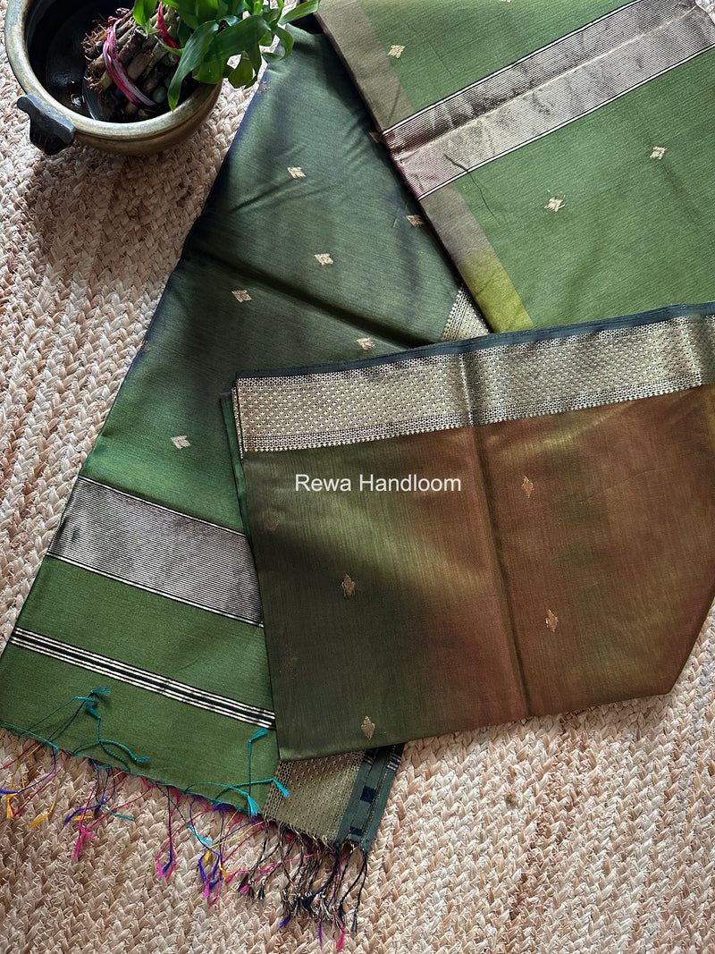 Maheshwari Mehendi Green Shaded Butti Saree SDBS01