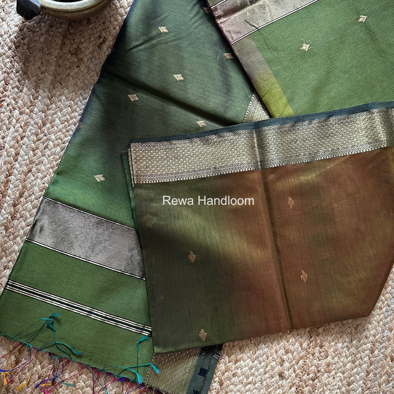 Maheshwari Mehendi Green Shaded Butti Saree SDBS01