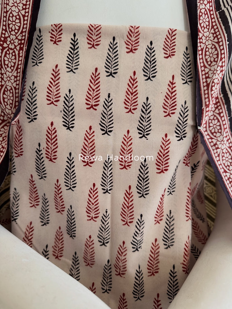 White-Black Bagh Print Cotton Suit BGCSJ0216