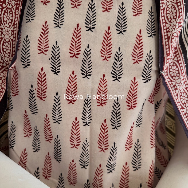 White-Black Bagh Print Cotton Suit BGCSJ0216
