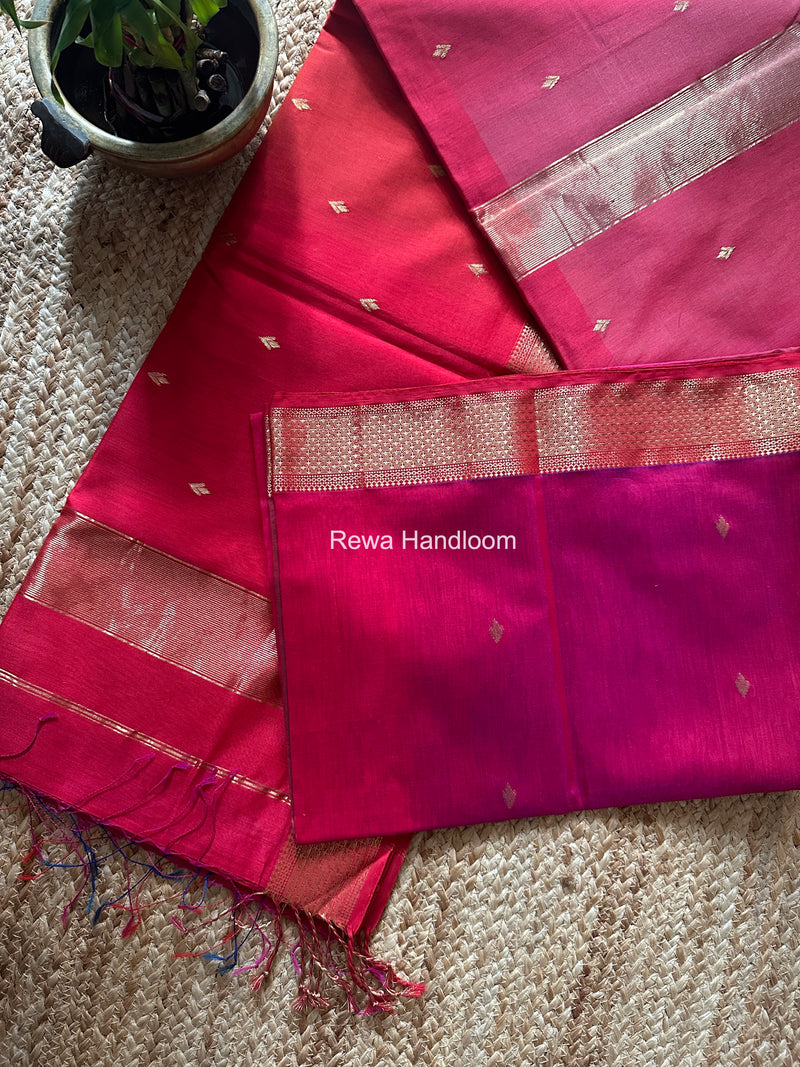 Maheshwari Fuchsia Pink Shaded Butti Saree SDBS03