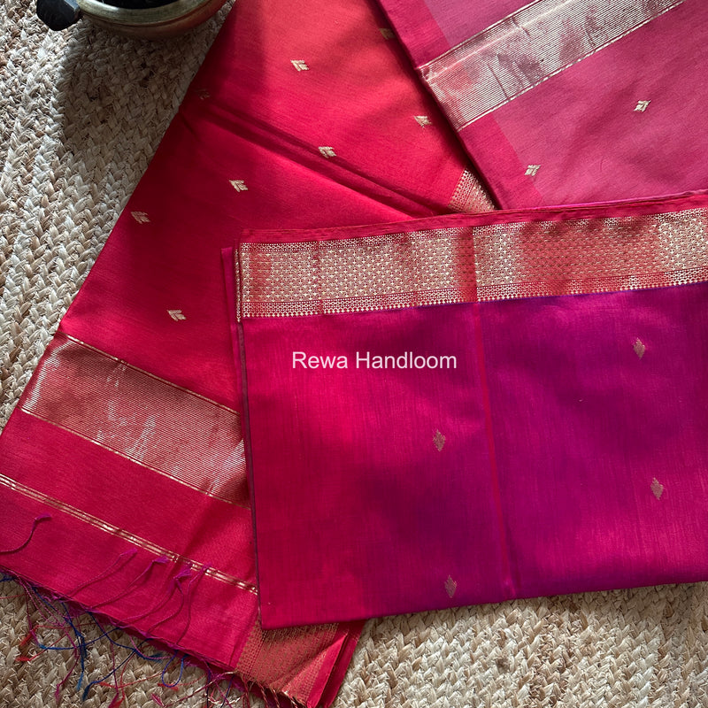 Maheshwari Fuchsia Pink Shaded Butti Saree SDBS03