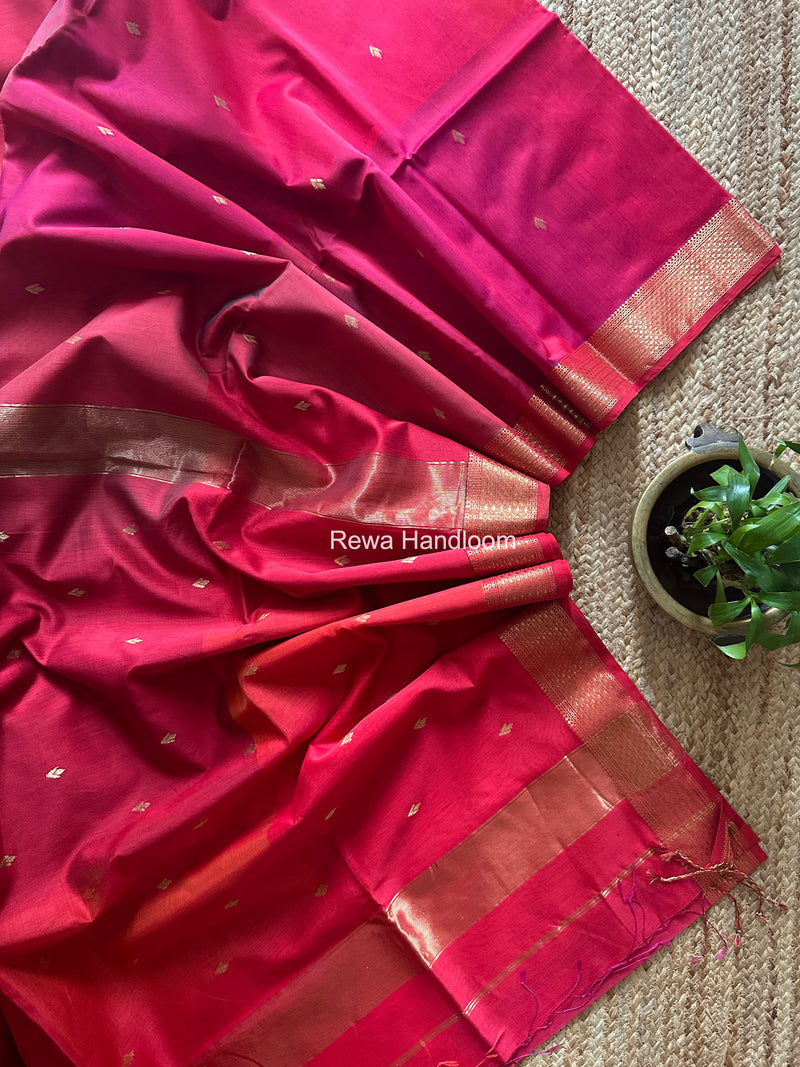 Maheshwari Fuchsia Pink Shaded Butti Saree SDBS03