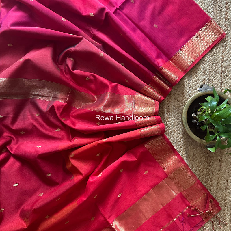 Maheshwari Fuchsia Pink Shaded Butti Saree SDBS03