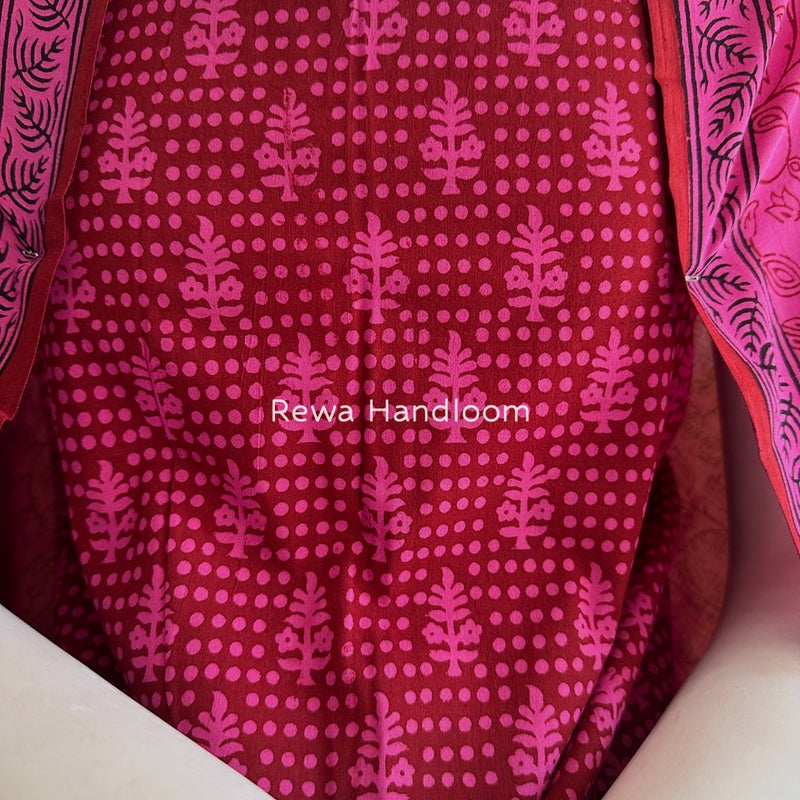 Maroon-Fuchsia Pink Bagh Print Cotton Suit BGCSJ0195