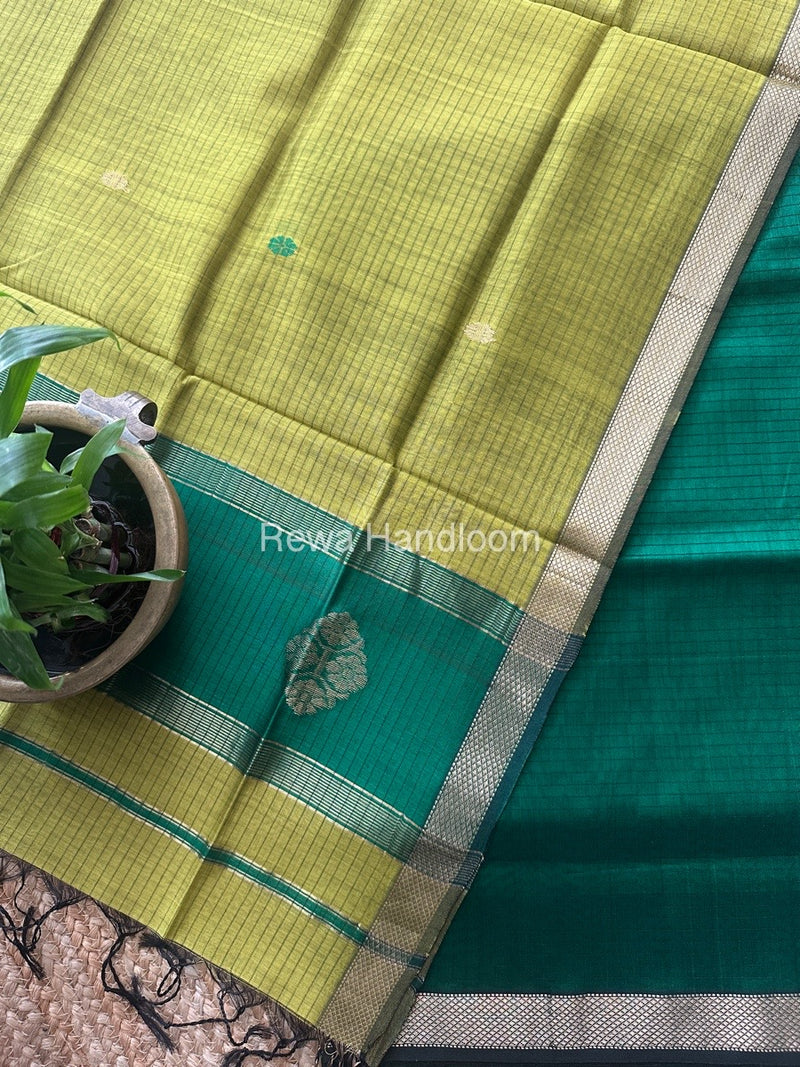 Maheshwari Green-Mehendi Green Motifs Top-Dupatta Set MS0119