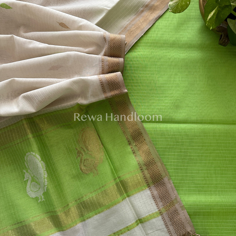 Maheshwari Peacock Buta-Buti Top-Dupatta Set