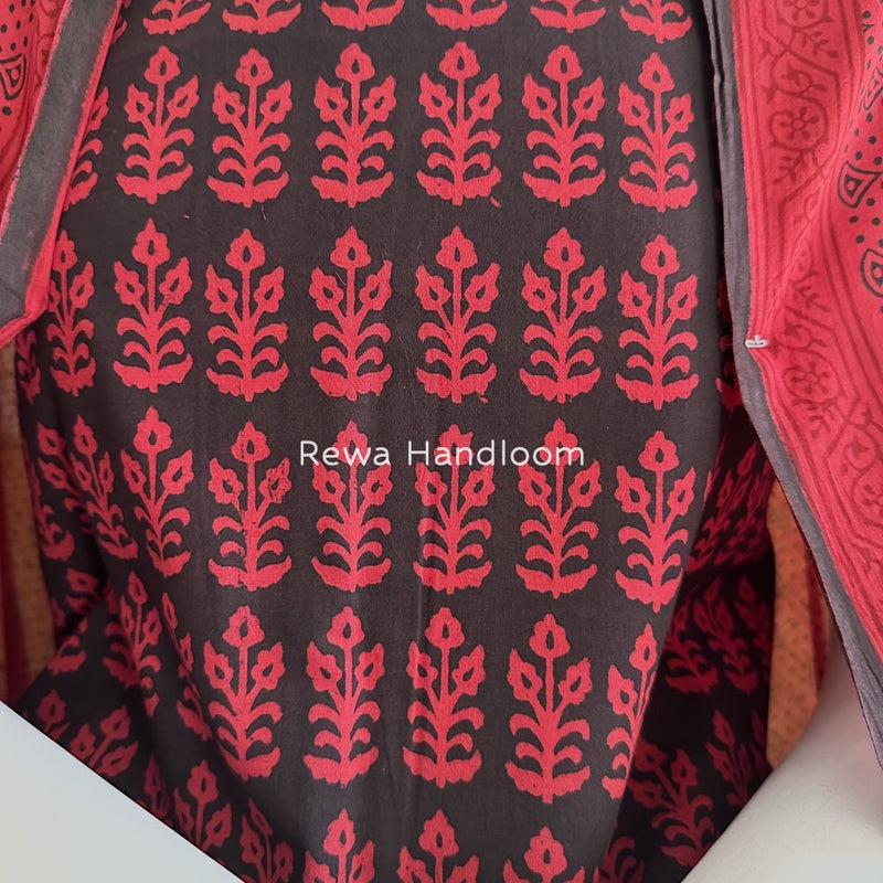 Black-Carrot Red Bagh Print Cotton Suit BGCSJ0132