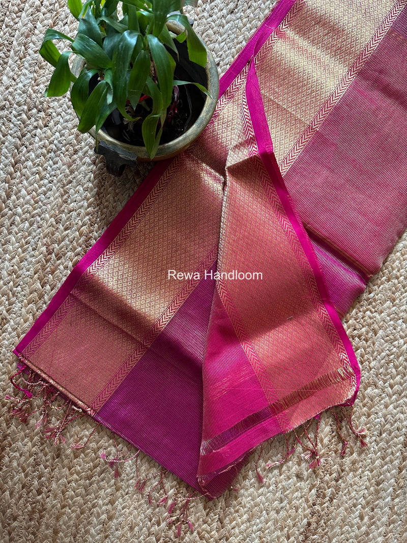 Exclusive Maheshwari Magenta Tissue Silk Saree ZTS0174