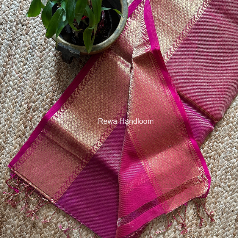 Exclusive Maheshwari Magenta Tissue Silk Saree ZTS0174