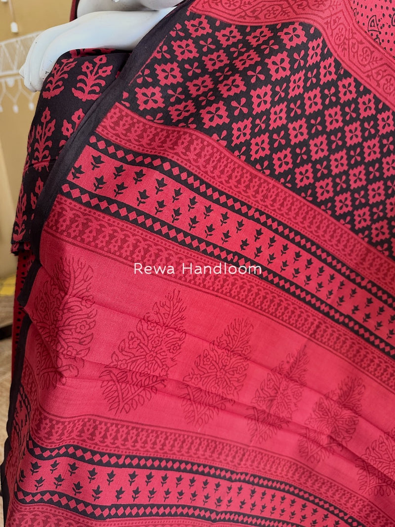 Black-Carrot Red Bagh Print Cotton Suit BGCSJ0132