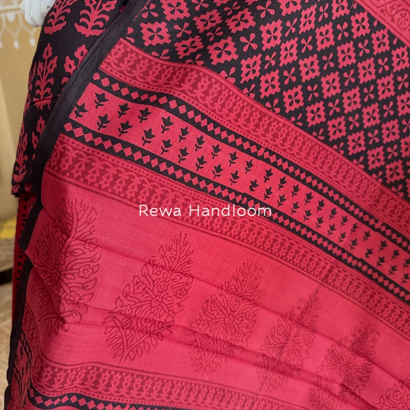 Black-Carrot Red Bagh Print Cotton Suit BGCSJ0132
