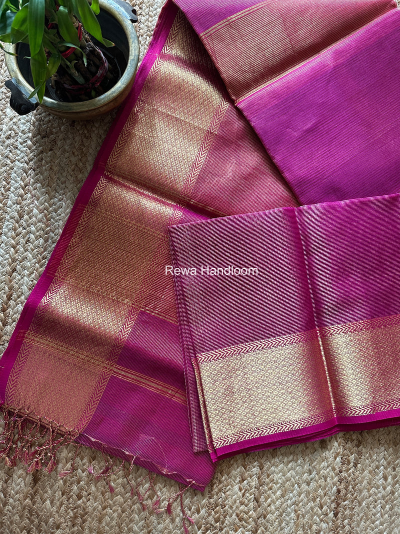 Exclusive Maheshwari Magenta Tissue Silk Saree ZTS0174