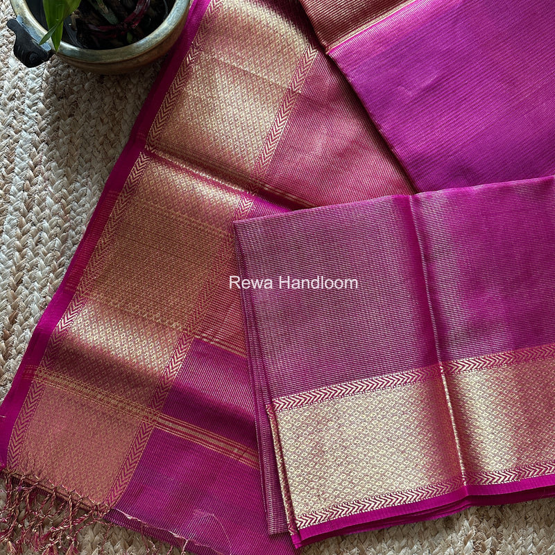 Exclusive Maheshwari Magenta Tissue Silk Saree ZTS0174