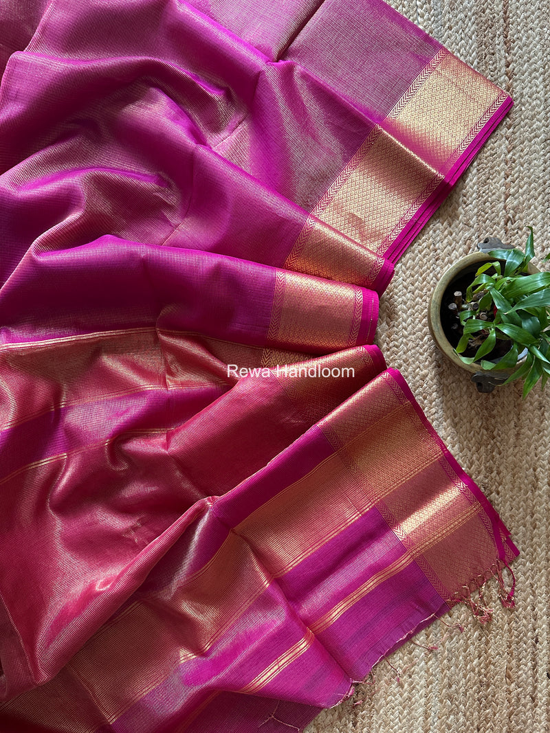 Exclusive Maheshwari Magenta Tissue Silk Saree ZTS0174