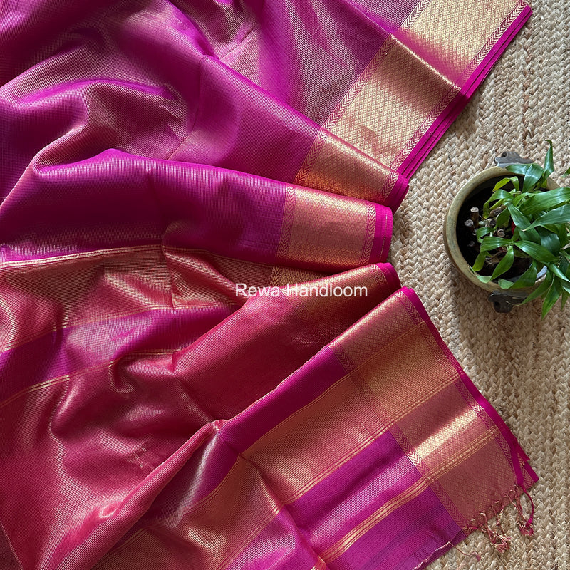 Exclusive Maheshwari Magenta Tissue Silk Saree ZTS0174
