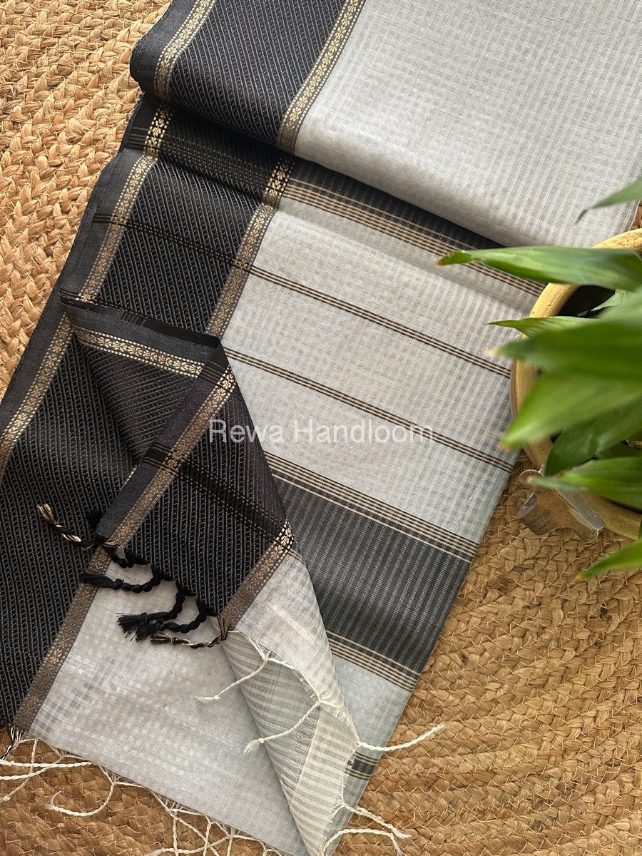 Exclusive Maheswari Grey 75% Silk Saree SS07