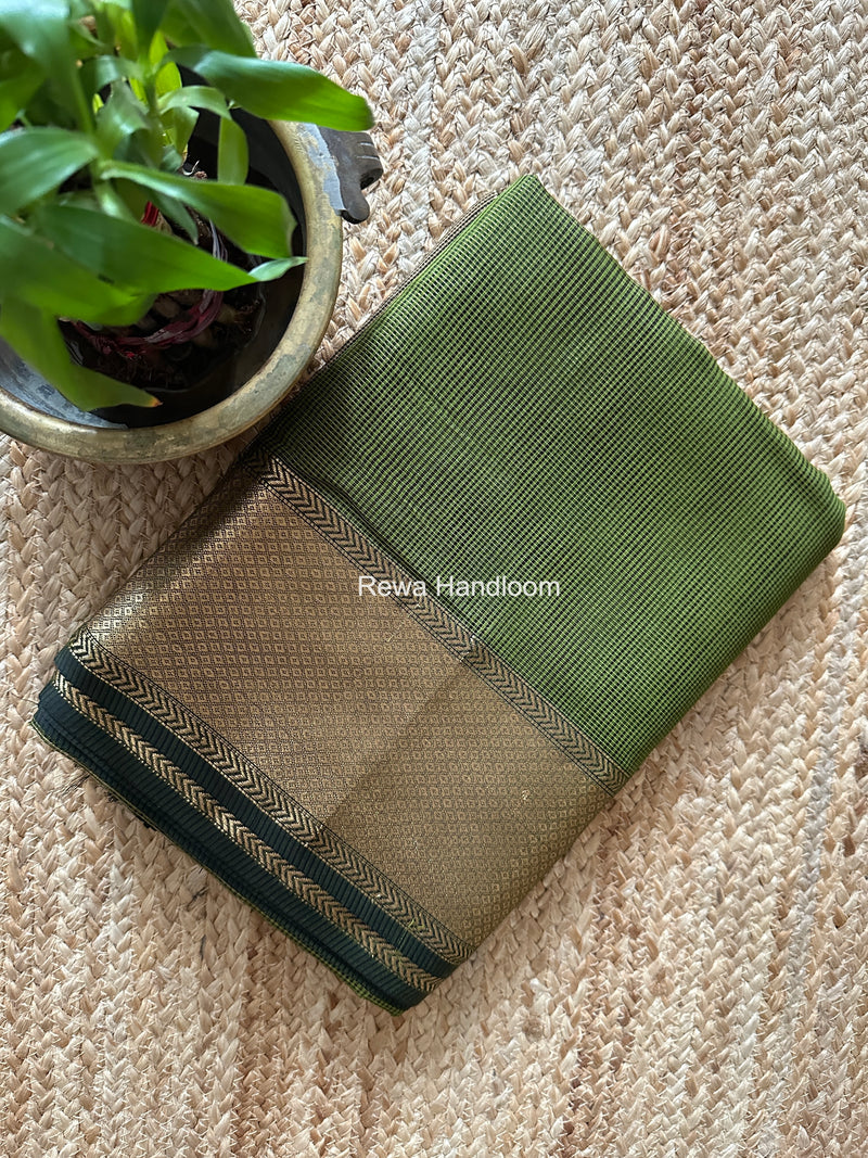 Exclusive Maheshwari Mehendi Green Tissue Silk Saree ZTS0173