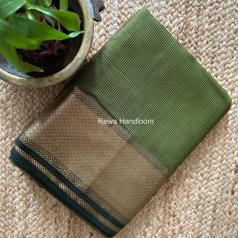 Exclusive Maheshwari Mehendi Green Tissue Silk Saree ZTS0173