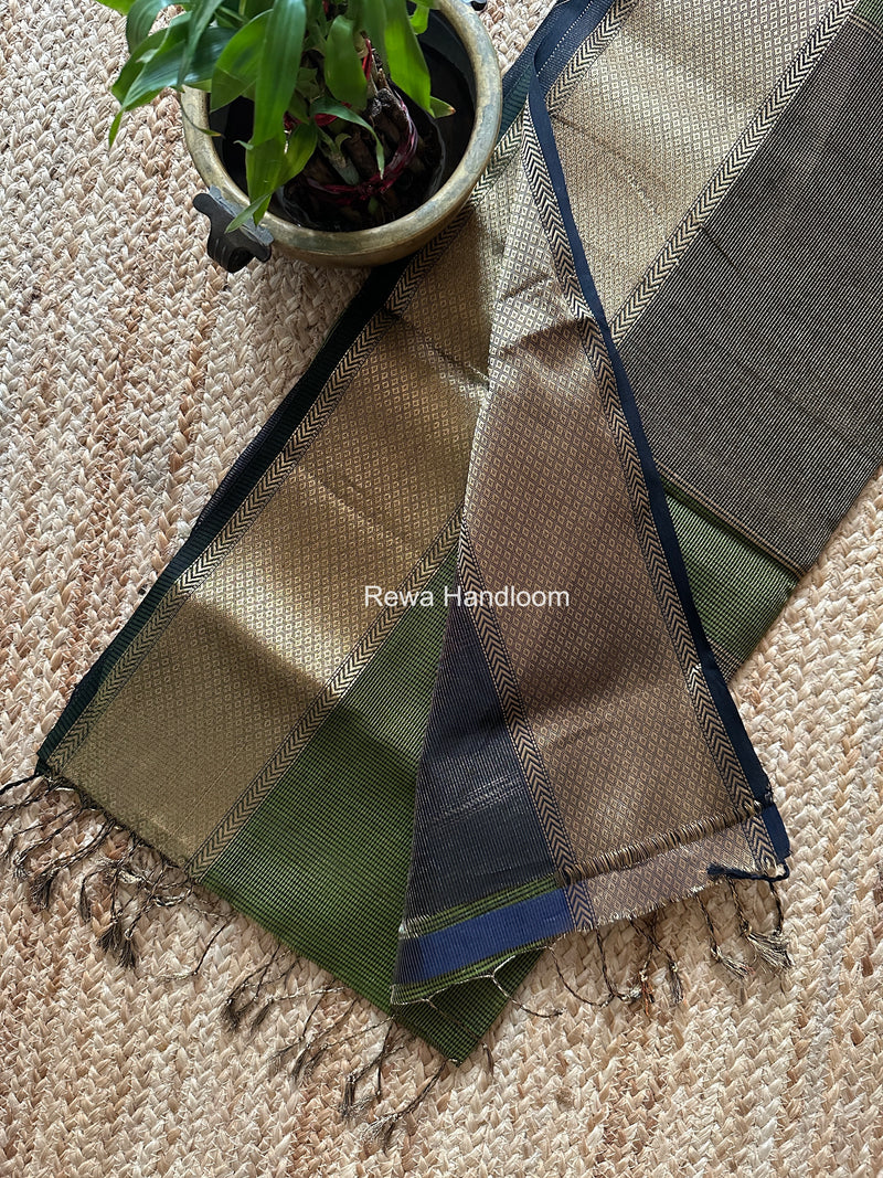 Exclusive Maheshwari Mehendi Green Tissue Silk Saree ZTS0173