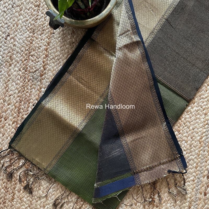 Exclusive Maheshwari Mehendi Green Tissue Silk Saree ZTS0173