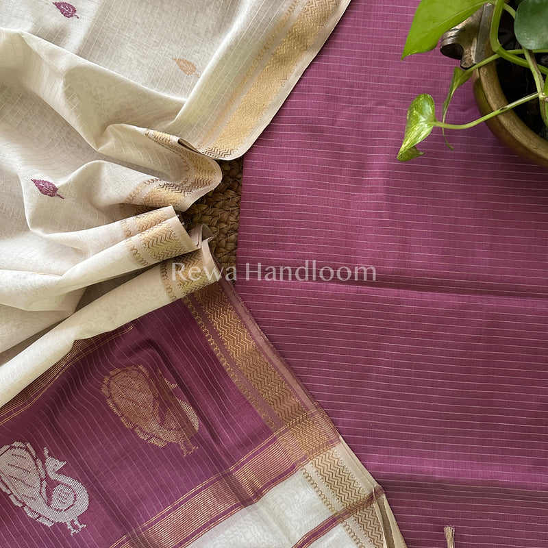 Maheshwari Peacock Buta-Buti Top-Dupatta Set