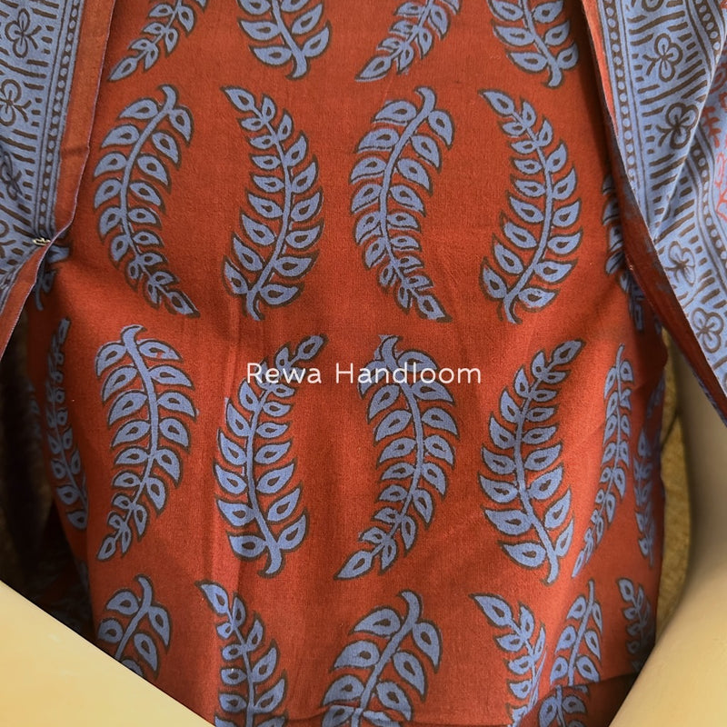 Maroon-Blue Bagh Print Cotton Suit BGCSJ0188