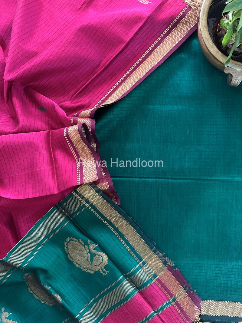 Maheshwari Peacock Buta-Buti Top-Dupatta Set