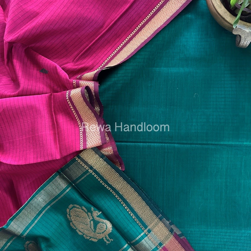 Maheshwari Peacock Buta-Buti Top-Dupatta Set