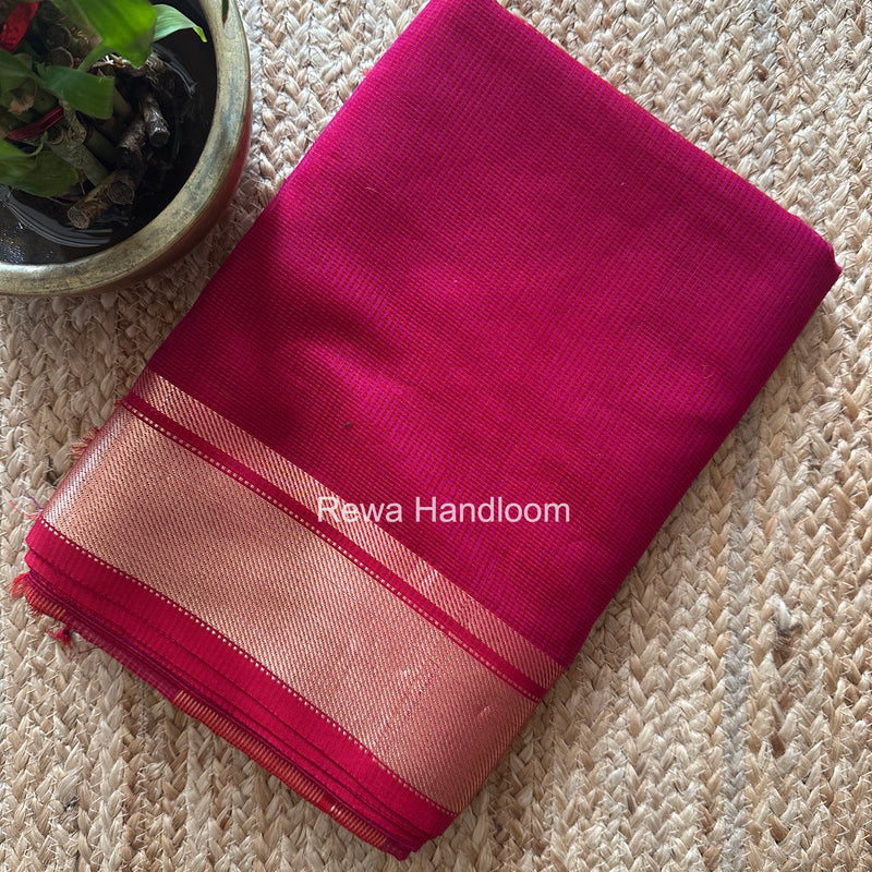 Exclusive Maheswari Self Checks Rani Pink Saree MCS080