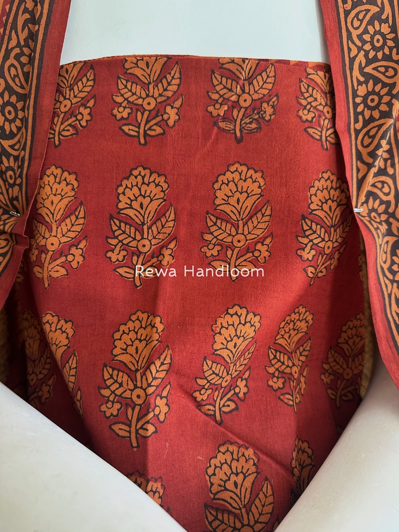 Maroon-Orange Bagh Print Cotton Suit BGCSJ0152