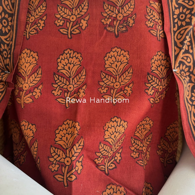 Maroon-Orange Bagh Print Cotton Suit BGCSJ0152