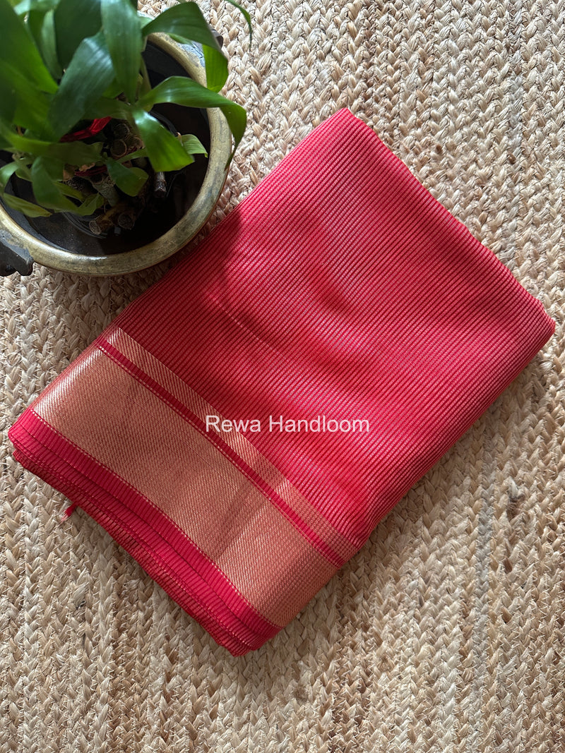 Exclusive Maheswari Self Checks Peach Saree MCS081