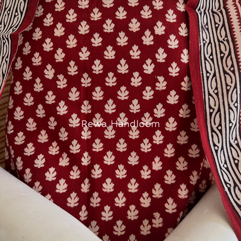 Red-White Bagh Print Cotton Suit BGCSJ0167