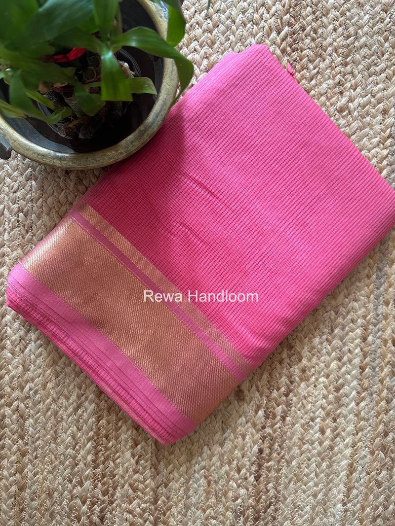 Exclusive Maheswari Self Checks Pink Saree MCS079