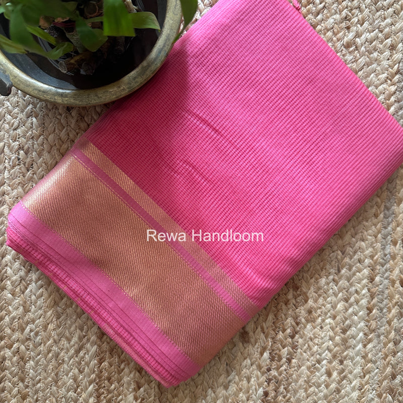 Exclusive Maheswari Self Checks Pink Saree MCS079
