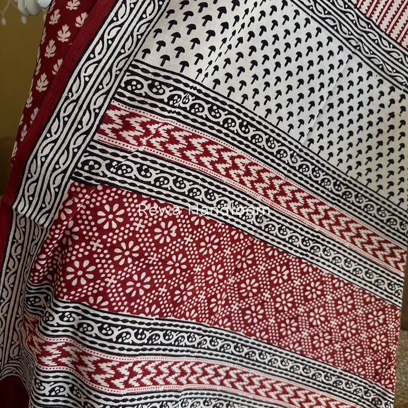 Red-White Bagh Print Cotton Suit BGCSJ0167