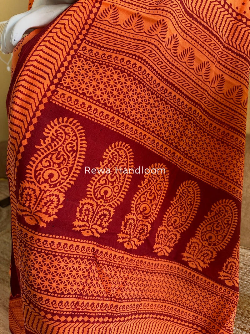 Orange Bagh Print Cotton Suit BGCSJ0153