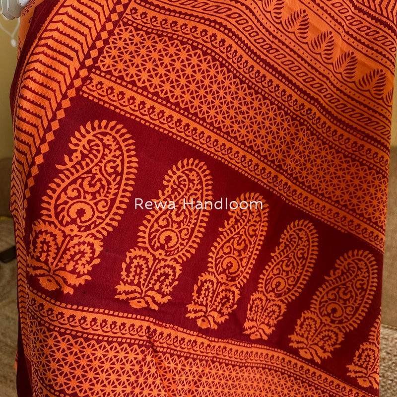Orange Bagh Print Cotton Suit BGCSJ0153