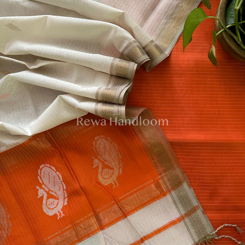 Maheshwari  Peacock Buta-Buti Top-Dupatta Set