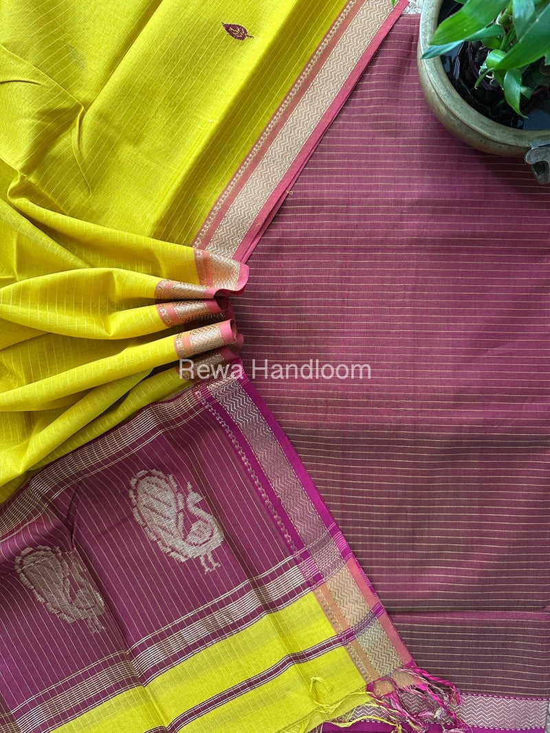 Maheshwari Peacock Buta-Buti Top-Dupatta Set