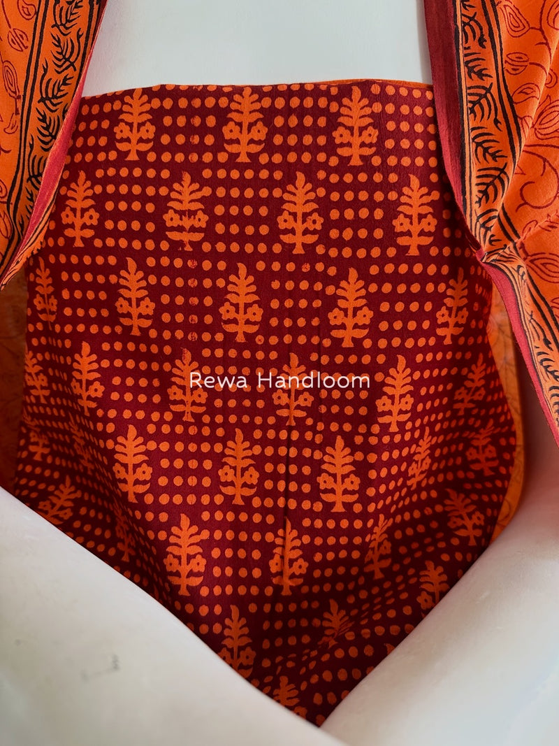 Maroon-Orange Bagh Print Cotton Suit BGCSJ0175