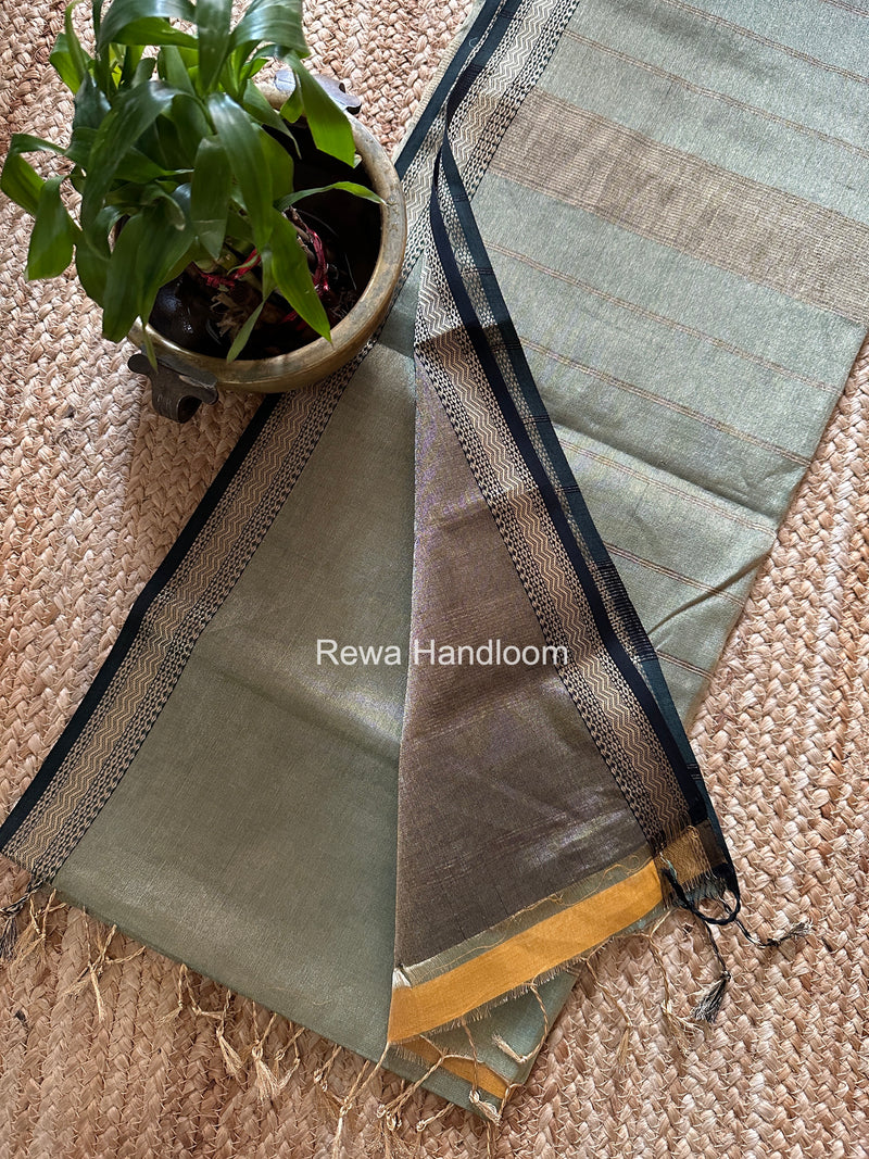 Maheshwari Light Pista Green Tissue Silk Saree TB043