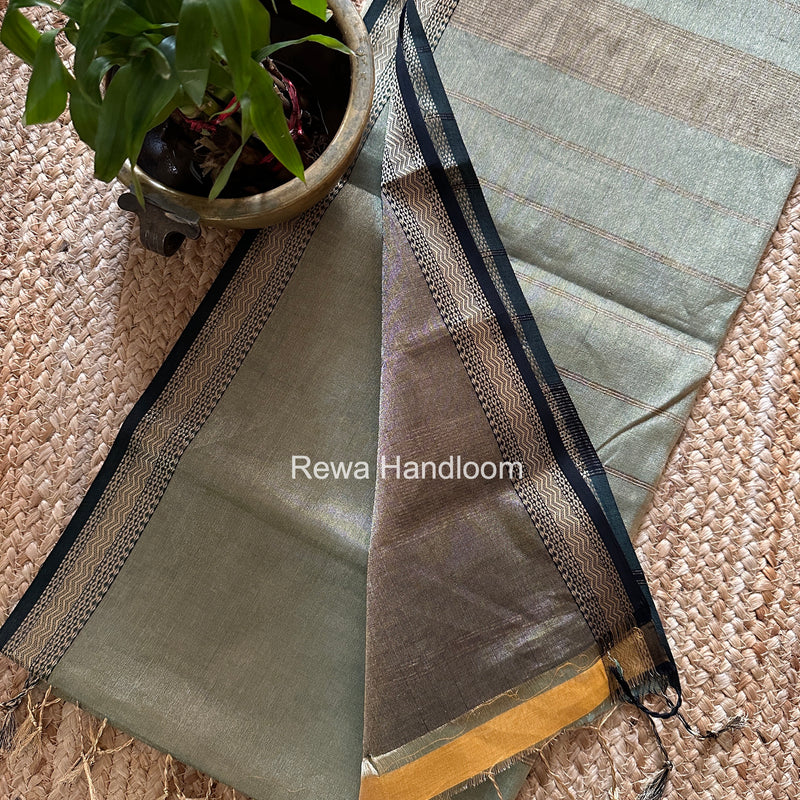 Maheshwari Light Pista Green Tissue Silk Saree TB043