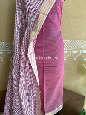 Maheshwari Rani Pink Checks Dress Material CPT28