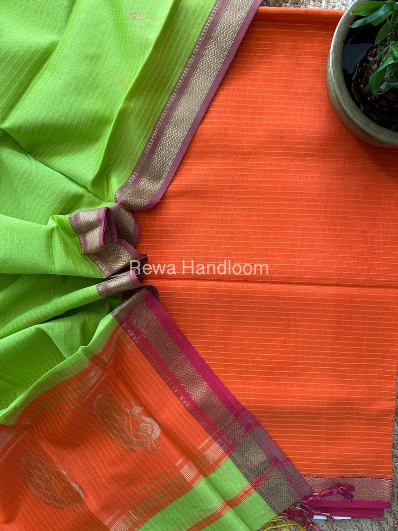 Maheshwari Peacock Buta-Buti Top-Dupatta Set 