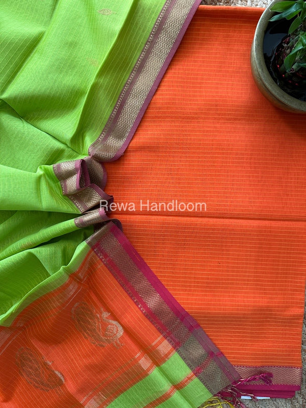 Maheshwari Peacock Buta-Buti Top-Dupatta Set 