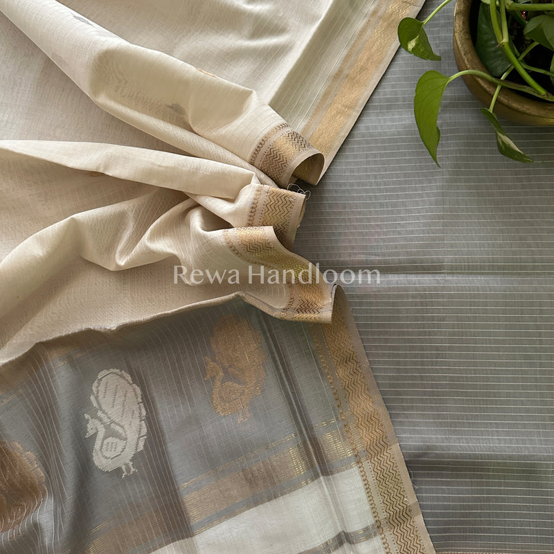 Maheshwari Peacock Buta-Buti Top-Dupatta Set