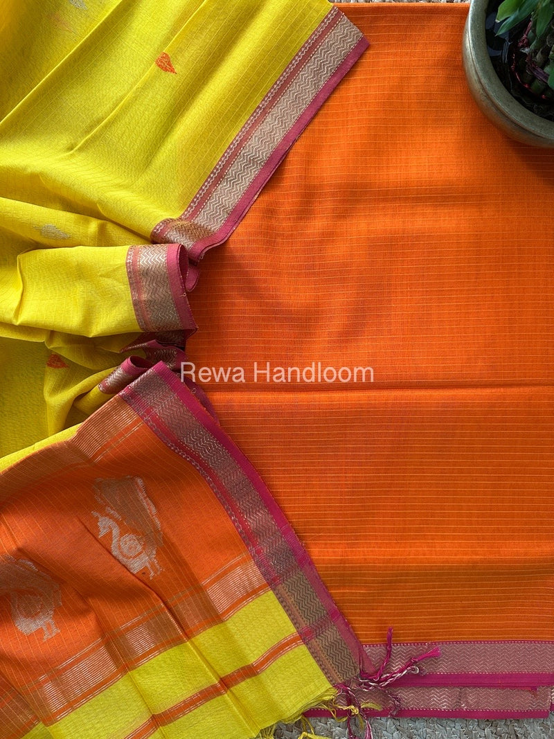 Maheshwari Peacock Buta-Buti Top-Dupatta Set