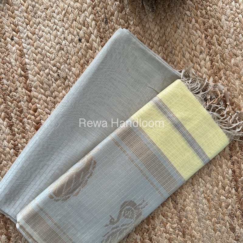 Maheshwari Beige-Light Yellow Motifs Top-Dupatta Set MS078